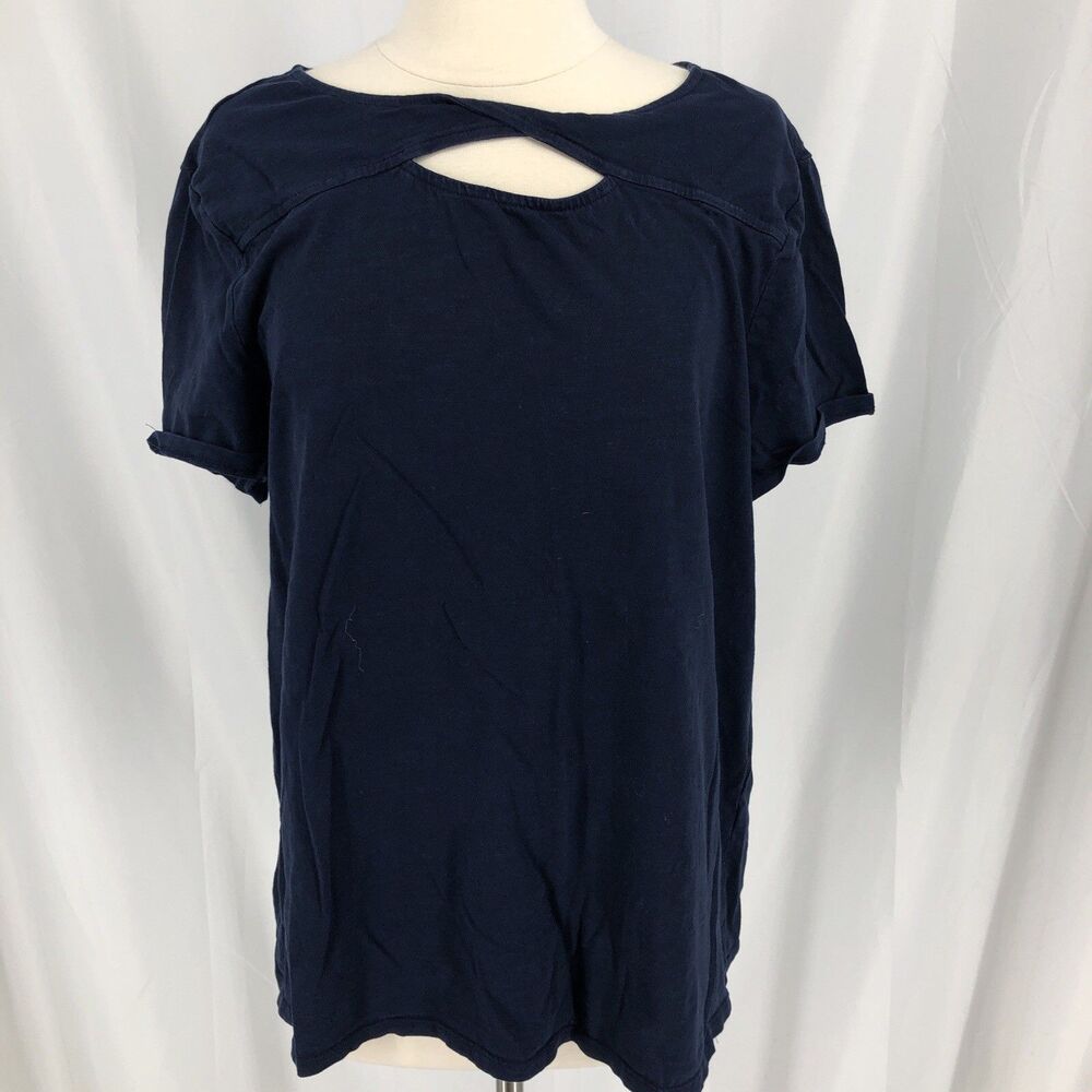 Chico’s Knit T Shirt Top Womens 3 Keyhole Blue Stretch